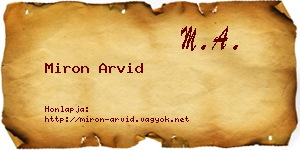 Miron Arvid névjegykártya